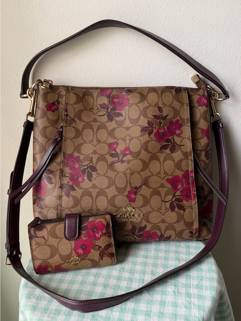 BUNDLE Coach Marlon Victorian Floral Print Hobo Bag & Wallet Set